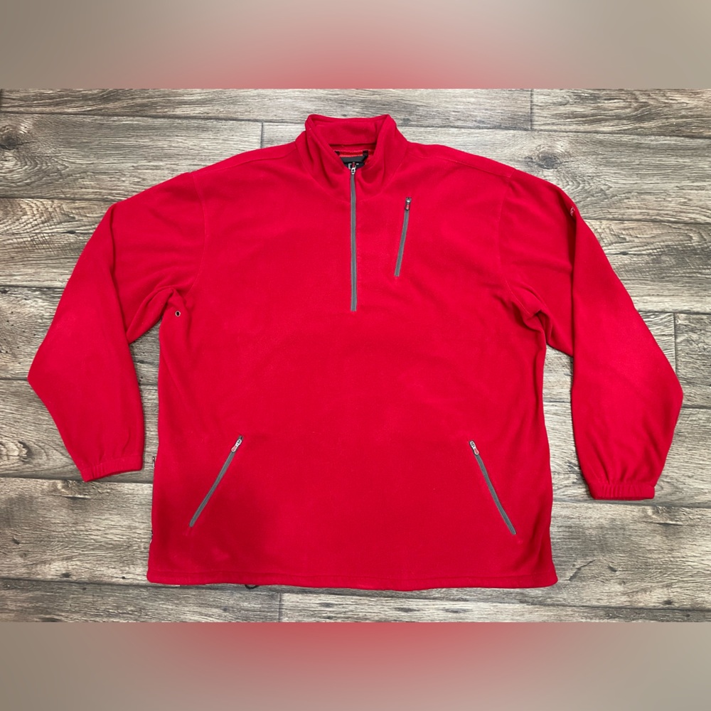 ScotteVest Microfleece Pullover  3/4 Zip‎ Sweater Size XXL RED